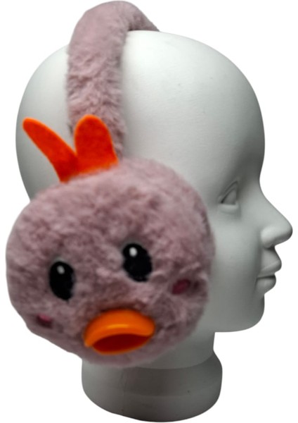 Kız Çocuk Pembe Renk Ördek Figürlü Kışlık Peluş Kulaklık. fırsatları