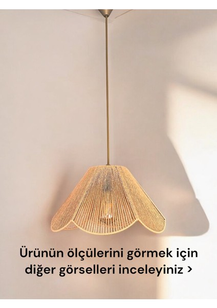 Hasır El Yapımı Bohem Çiçek Şekilli Rustik Avize