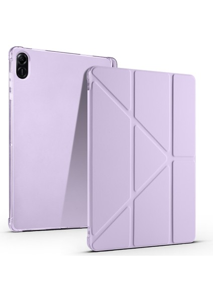 Honor Pad X8A İle Uyumlu 11 İnç Üçgen Standlı Kalem Bölmeli Tablet Kılıfı