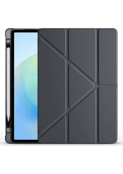 Honor Pad X8A İle Uyumlu 11 İnç Üçgen Standlı Kalem Bölmeli Tablet Kılıfı