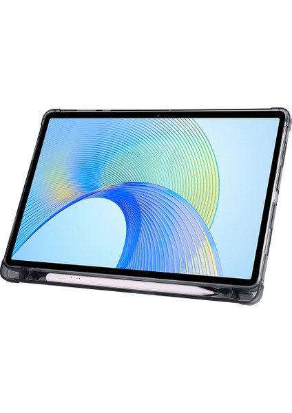 Honor Pad X8A İle Uyumlu 11 İnç Üçgen Standlı Kalem Bölmeli Tablet Kılıfı