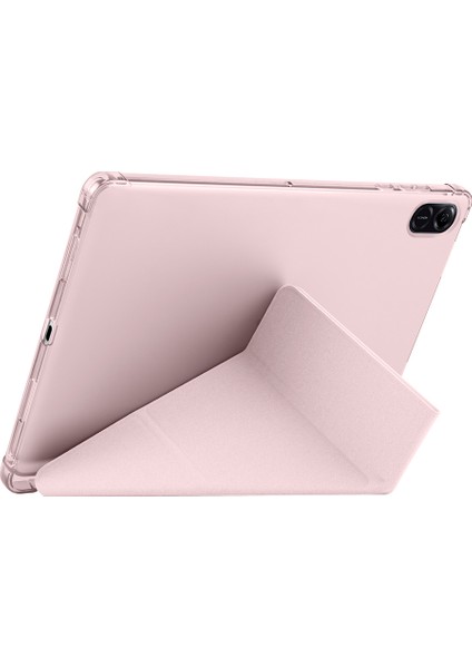Honor Pad X8A İle Uyumlu 11 İnç Üçgen Standlı Kalem Bölmeli Tablet Kılıfı
