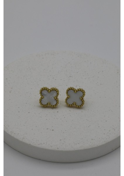 Yonca Model Van Cleef Altın Kaplama Çerçeve ve Zincir (Kolye & Bileklik & Küpe) 3'lü Set