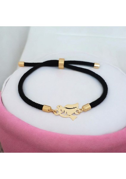 14 Ayar Altın Plakalı Kuş Figürlü Zülfikar Bilekliği, Güç ve Zaferi Simgeleyen, Siyah Örgü Det Aylı Gençlere Özel Anlamlı Bir Hediye!