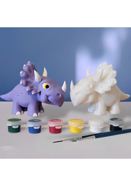 Bebek Dinozor (Triceratops) 3D Boyama Seti