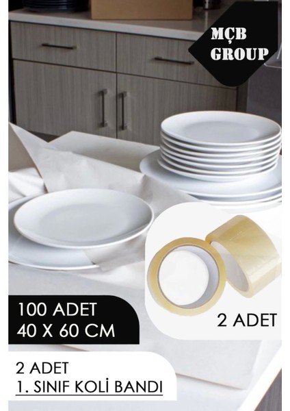 40X60CM Tabak Bardak Sarma Taşıma Taşınma Paketleme Kağıdı 100 Adet + 2 Adet Koli Bandı