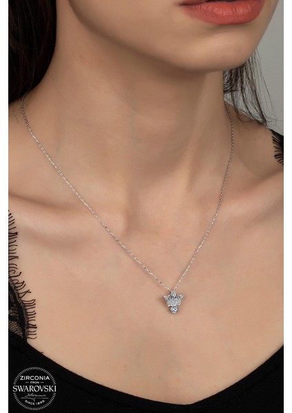 Swr Zirconia Taç Figürlü Pırlanta Montür Kadın Gümüş Kolye