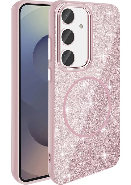 Galaxy S23 Fe Kılıf Magsafe Şarj Özellikli Parlayan Simli Zore Okso Kapak - Siyah indirimleri