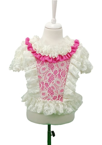 Beyaz Dantelli Kız Çocuk Bluz