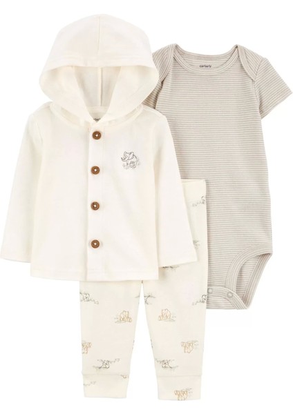 Layette Bebek 3'lü Hırkalı Set Renkli