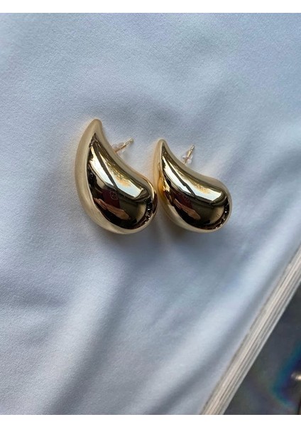 Gold Büyük Drop Küpe