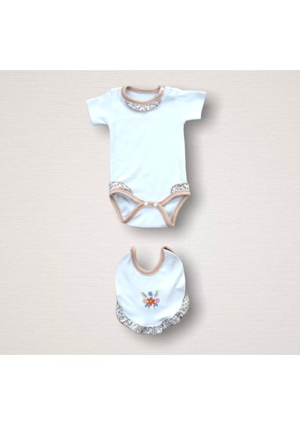Erguvan Taç Nakışlı Cotton Antibakteriyel Kız Bebek 10LU Zıbın Takımı Hastane Çıkışı Turuncu