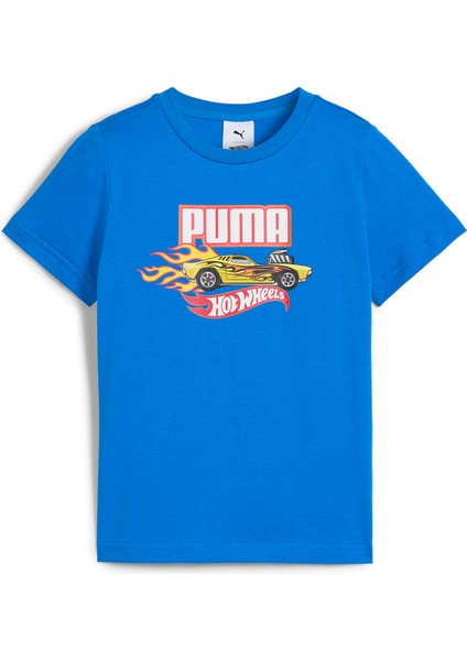 Puma x Hot Wheels Çocuk Mavi Yuvarlak Yaka Tişört