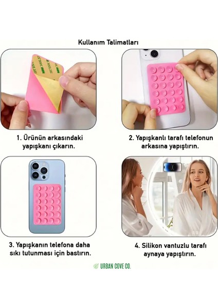 . - Vakumlu Silikon Telefon ve Elektronik Tutucu, Yapışkanlı Kaymaz, Cam, Ayna, Araba Her Yerde Kullanım indirimleri
