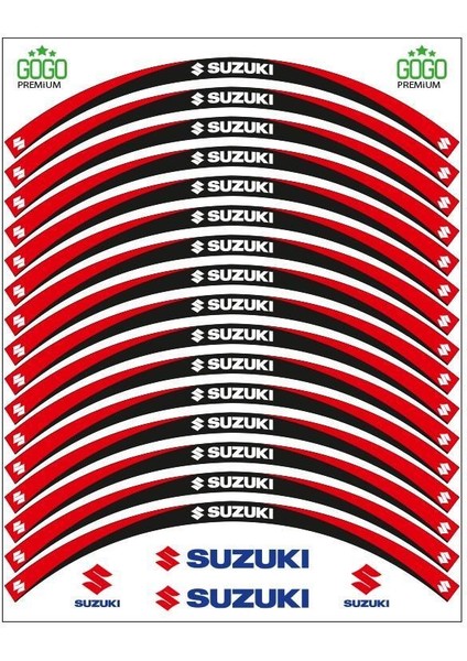 Kırmızı Siyah Suzukı Uyumlu Reflektörlü 1 Set Jant Şeridi