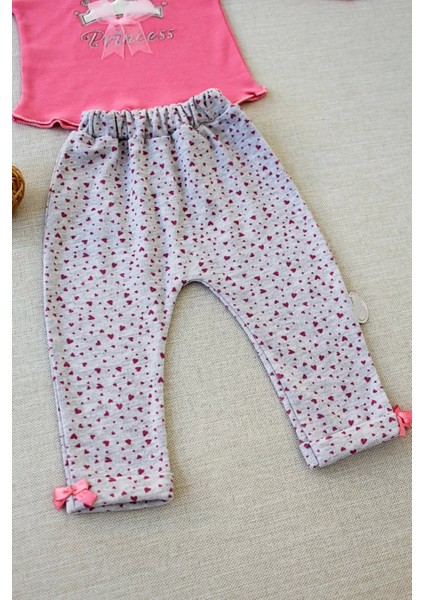 Full Star Nakışlı Şapkalı Uzun Kollu Sweat 3lü Erkek Çocuk Takımı Fuşya