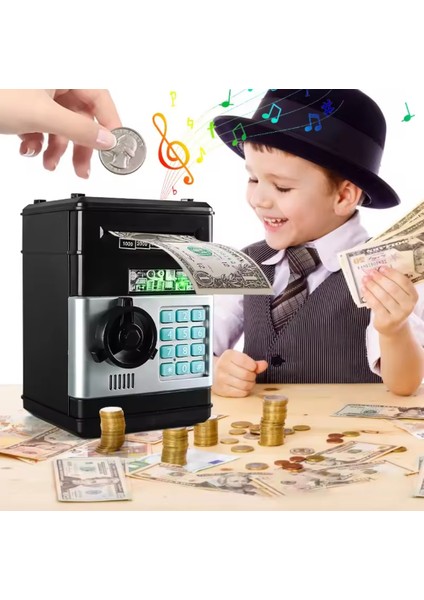 Premium Atm Kumbara – Şifreli Para Kasası, Otomatik Para Alma, Çocuk ve Yetişkinler Için Güvenli Birikim