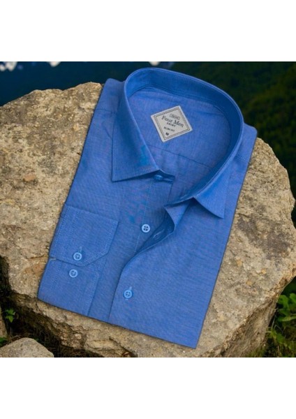 Pamuklu Uzun Kollu Erkek Gömlek (Slim Fit Kalıp)