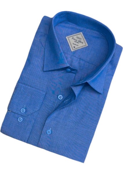Pamuklu Uzun Kollu Erkek Gömlek (Slim Fit Kalıp)