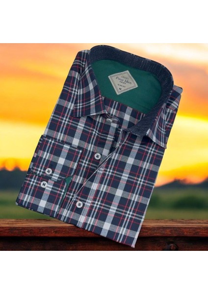 Pamuklu Kareli Uzun Kollu Erkek Gömlek (Slim Fit Kalıp)