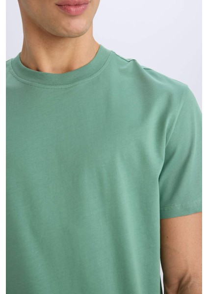 %100 Pamuk New Regular Fit Bisiklet Yaka Basic Düz Kısa Kollu Tişört V7699AZ25SP