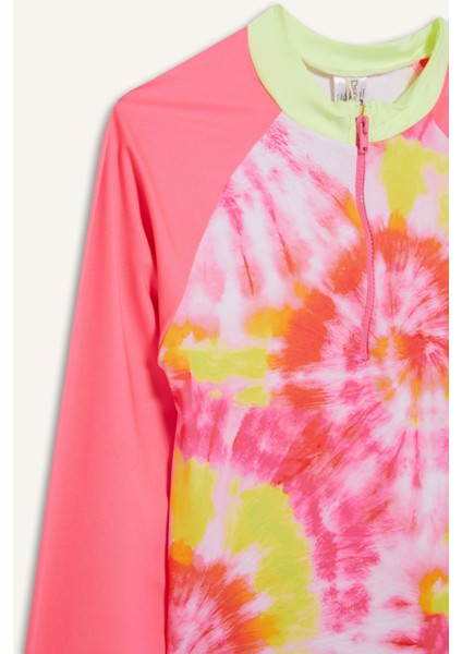 Kız Çocuk 2'li Takım Batik Desenli Uzun Kollu Üst Deniz Şortu C4191A825HS fırsatları