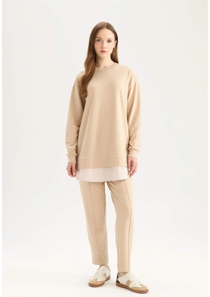 Regular Fit Bisiklet Yaka Basic Düz Sweatshirt Tunik A9529AX25SP