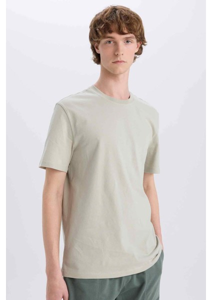 %100 Pamuk New Regular Fit Bisiklet Yaka Basic Düz Kısa Kollu Tişört V7699AZ25SP