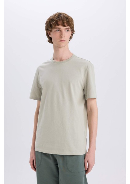 %100 Pamuk New Regular Fit Bisiklet Yaka Basic Düz Kısa Kollu Tişört V7699AZ25SP