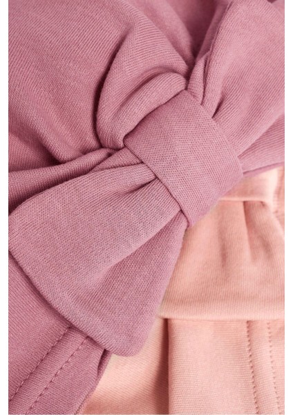 % 100 Pamuklu Pembe Gül Kurusu 2'li Kız Bebek Şapka Set fırsatları