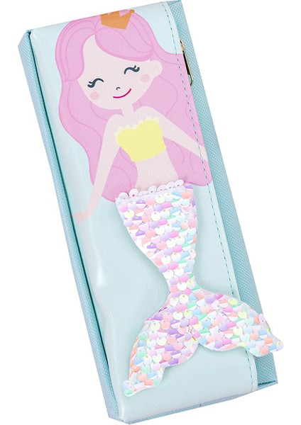 Karikatür Sevimli Denizkızı Çift Katmanlı Kalem Çantası, Yüksek Görünümlü Okul Malzemeleri ile Ilkokul ve Ortaokul Çift Katmanlı Büyük Kapasiteli Kalem Çantası (Yurt Dışından)