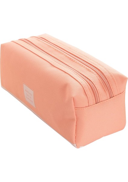 Yaratıcı Düz Renk Çift Katmanlı Büyük Kapasiteli Kalem Çantası Taşınabilir Basit Kalem Kutusu Çift Fermuarlı Kalem Taşınabilir Kırtasiye Çantası (Yurt Dışından)