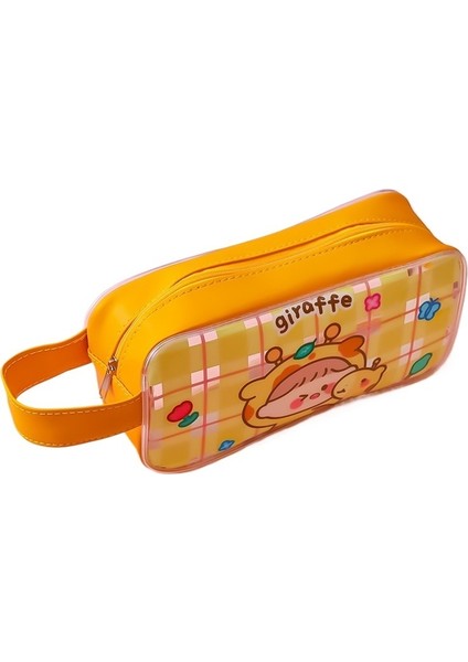 Karikatür Sevgiliye Kız Pvc Taşınabilir Kalem Çantası Öğrenci Çok Fonksiyonlu Kırtasiye Çantası Şeffaf Büyük Kapasiteli Su Geçirmez Kalem Çantası (Yurt Dışından)