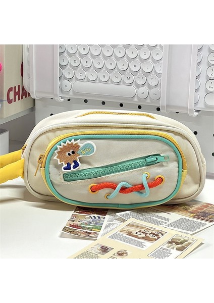 Dopamin Kalem Çantası Öğrenci Yüksek Görünümlü Büyük Kapasiteli Taşınabilir Çok Yönlü Dikiş Kırtasiye Saklama Çantası (Yurt Dışından)