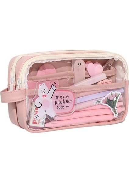 Kirlenmeye Dayanıklı ve Güçlü Şeffaf Çift Katmanlı Kırtasiye Çantası (Yurt Dışından)