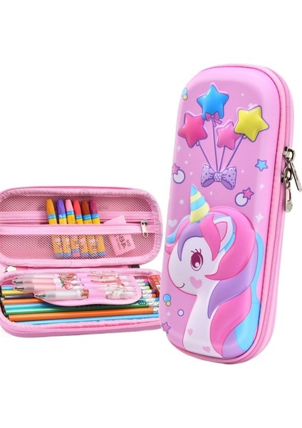 Çocuk Karikatür Çift Katmanlı Büyük Kapasiteli Kalem Kutusu (Yurt Dışından)