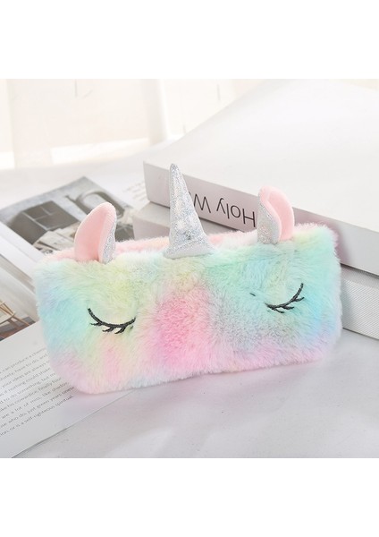 Sevimli Unicorn Peluş Kalem Çantası Kore Tarzı Girly Kalp Kırtasiye Saklama Çantası (Yurt Dışından)
