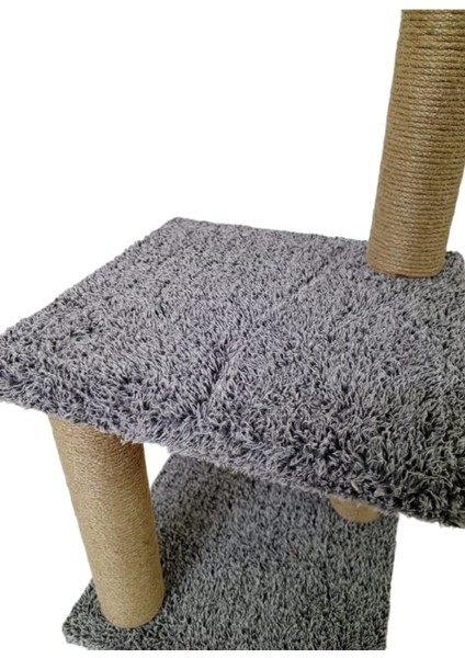 66 Cm İki Katlı Small Ekonomik Yavru Kedi Tırmalama Tahtası, Kedi Oltası Ve Zilli Top