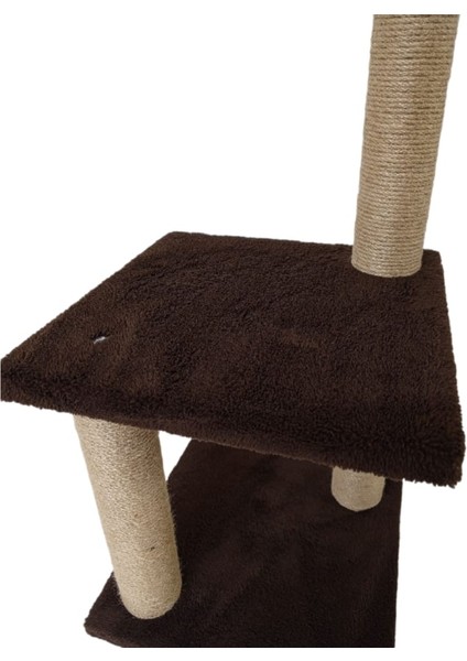 66 cm İki Katlı Small Ekonomik Yavru Kedi Tırmalama Tahtası, Kedi Oltası ve Zilli Top