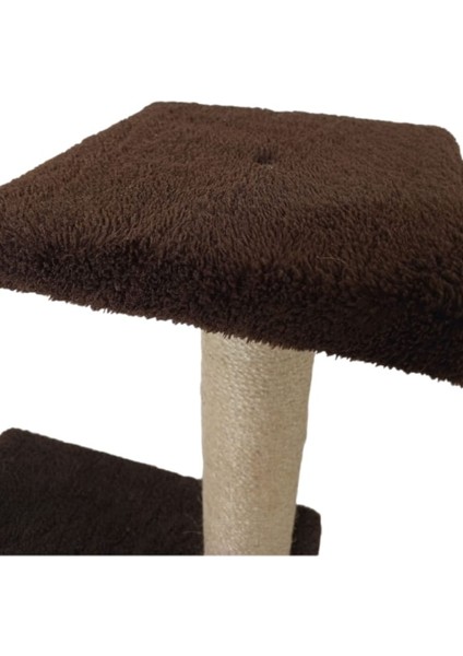 66 cm İki Katlı Small Ekonomik Yavru Kedi Tırmalama Tahtası, Kedi Oltası ve Zilli Top