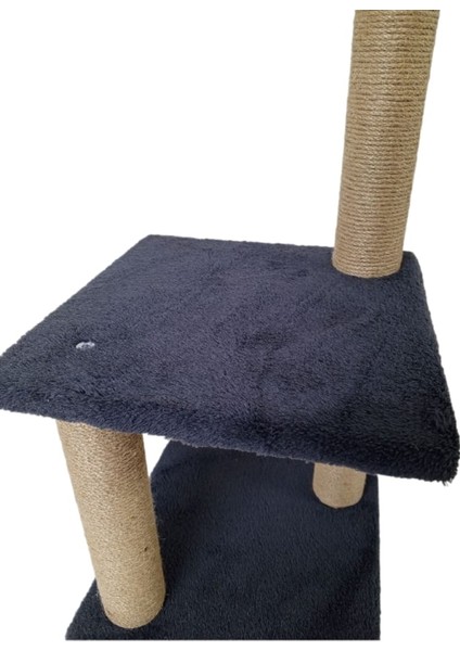 66 Cm İki Katlı Small Ekonomik Yavru Kedi Tahtası, Kedi Oltası Ve Zilli Top