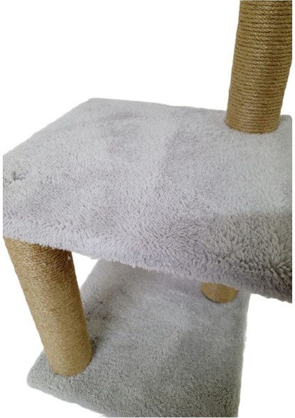 66 cm İki Katlı Small Ekonomik Yavru Kedi Tırmalama Tahtası, Kedi Oltası ve Zilli Top