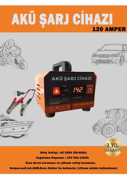 12 Volt 5-120 Amper Akü Şarj Cihazı