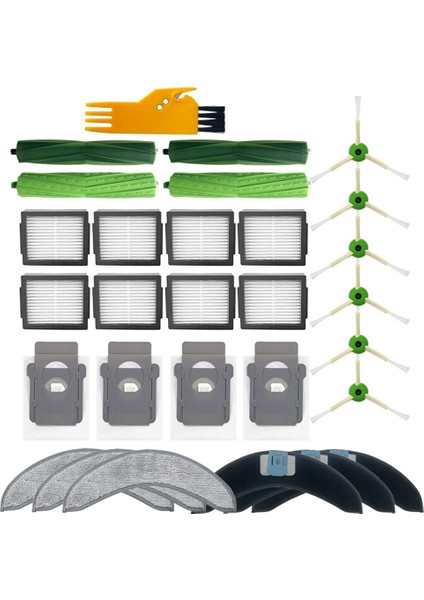 Combo J7+ Elektrikli Süpürge Kauçuk Fırça Hepa Filtre Yan Fırça Paspas Bezi Toz Torbası Yedek Parça (Yurt Dışından)