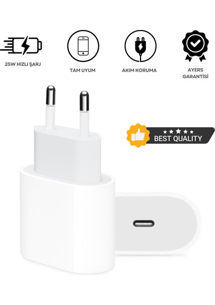 iPhone Tüm Serilere Uyumlu 20W Hızlı Şarj Aleti 6 7 8 x 11 12 13 14 15 Için Type-C Girişli Adaptör