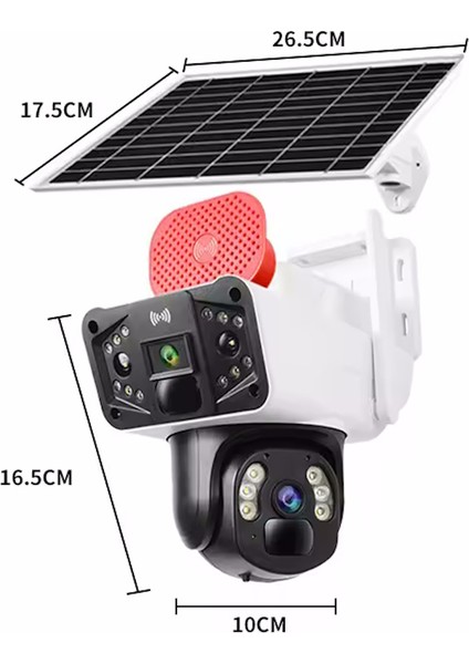 Pro Drs-3915 4G 6MP Çift Lens Sirenli Güneş Panelli PTZ Kamera - Beyaz