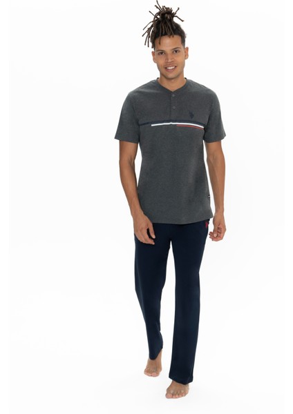 Erkek Antrasit Melanj Pijama Takım