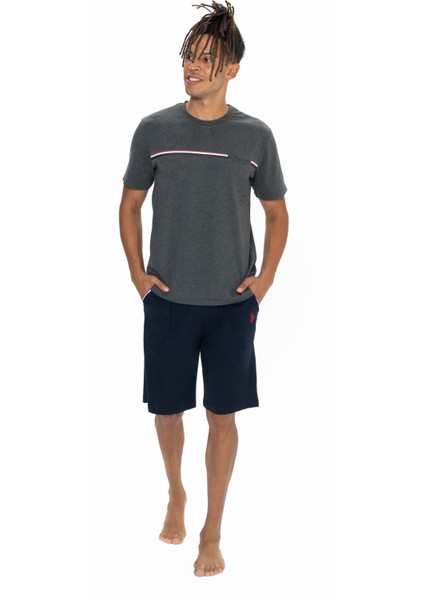 Erkek Antrasit Melanj Şort Takım
