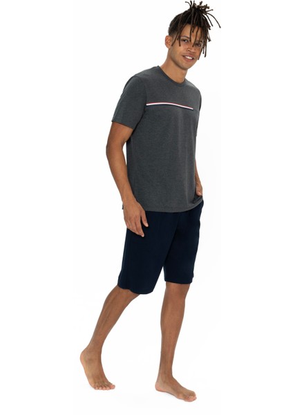 Erkek Antrasit Melanj Şort Takım modelleri