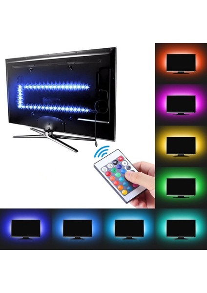 Tv Arkası 5V Rgb Şerit LED | Monitör Arkası Kumandalı 5V Rgb Şerit LED | Iç Mekan Rgb LED Işıldak | 5V Rgb LED Şerit Iç Mekan